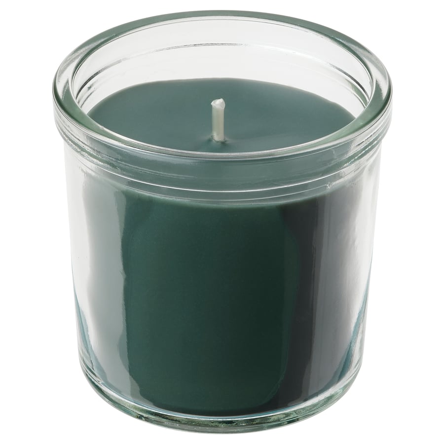 AVMÅLA scented candle in glass, Crisp mint/dark green, 20 hr IKEA