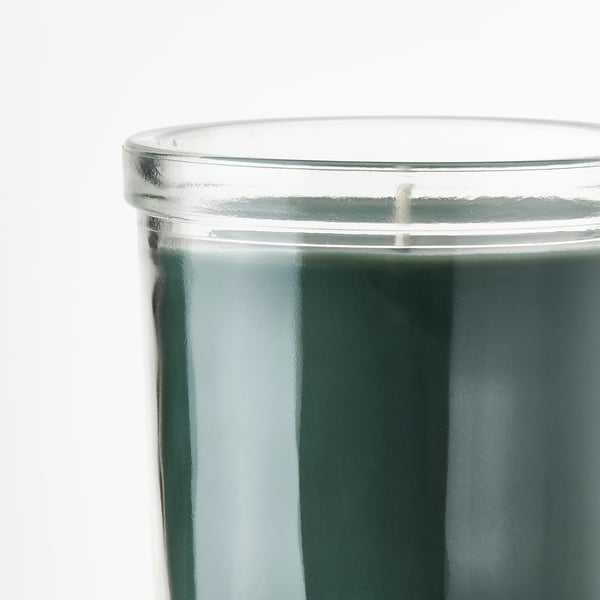 AVMÅLA Scented candle in glass, Crisp mint/dark green, 40 hr