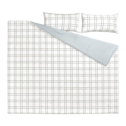 AXLÖNN Comforter set, blue/white, Full/Queen