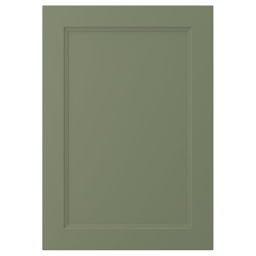 AXSTAD green cabinet door, matte finish, rectangular inset panel, flat edges.