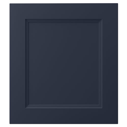 AXSTAD blue kitchen door, square, inset panel, matte finish, foil front, smooth lines.