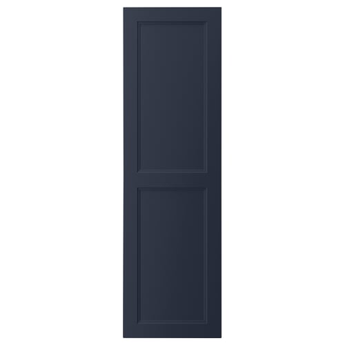 AXSTAD navy blue kitchen cabinet door, rectangular with inset panels, smooth foil surface.