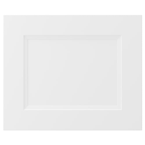 AXSTAD white kitchen cabinet door, soft lines, inset panel, matte surface, fiberboard & plastic foil, 25-year guarantee.