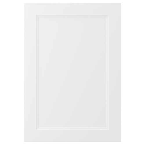 AXSTAD white kitchen cabinet door, modern/traditional style, rectangular shape, soft lines, inset panel, matt finish.