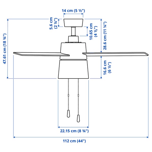BACKLAG Ceiling fan with light, white