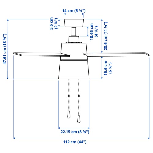 Illustration with measurements for the product: BACKLAG.