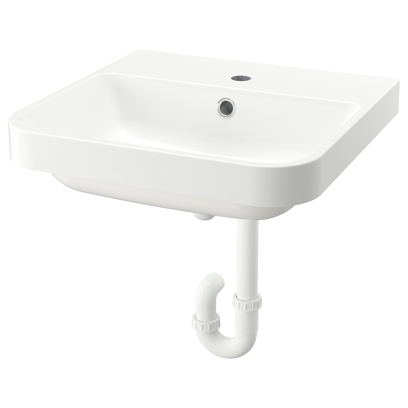 BACKSJÖN semi-recessed sink with water trap, white, 20x195/8