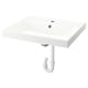 BACKSJÖN Sink with water trap, white, 24 1/8x21 "