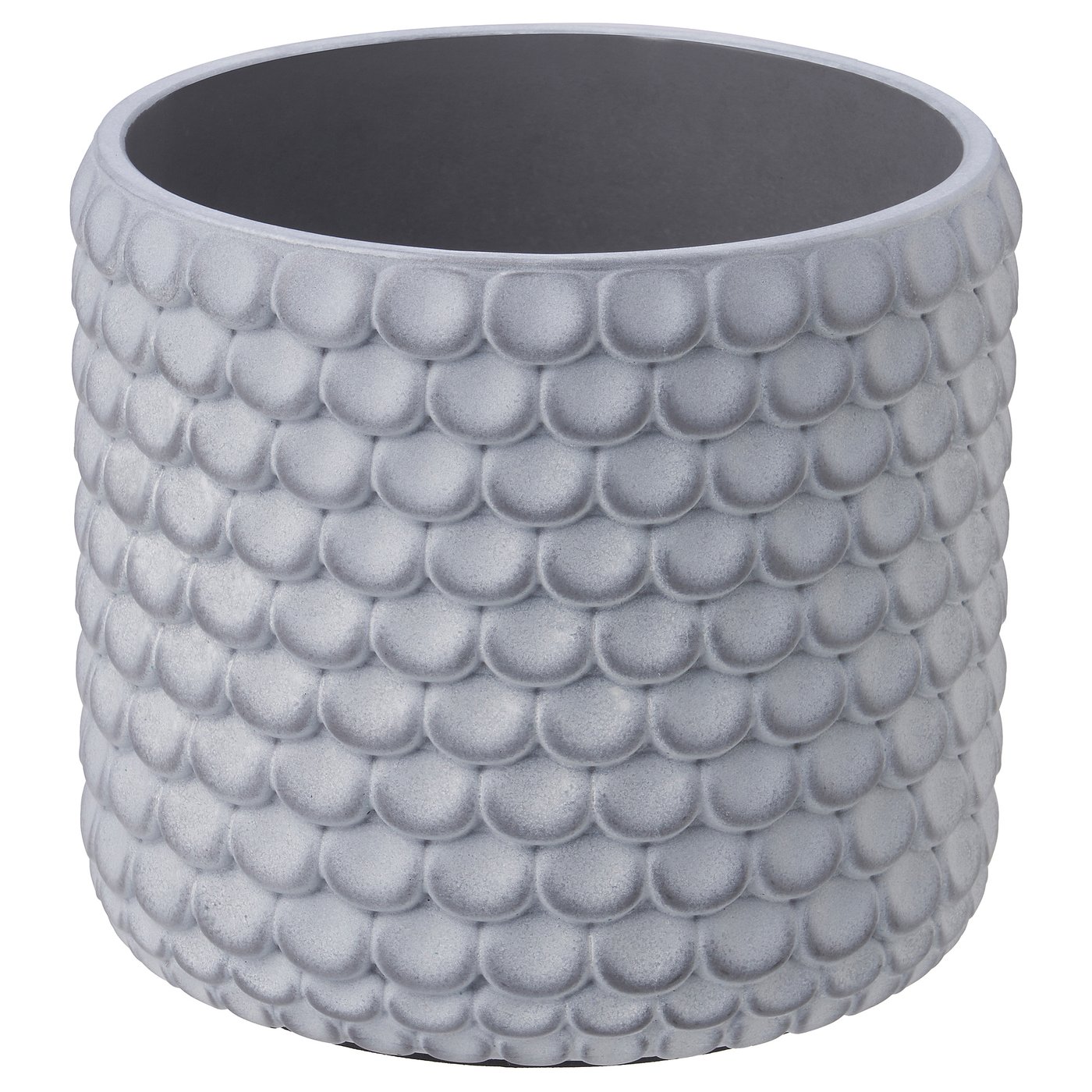 Plant Pot, Fish Scale Patterned/White Gray