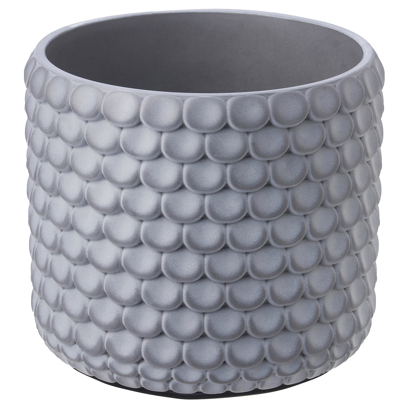 Plant Pot, Fish Scale Patterned/White Gray