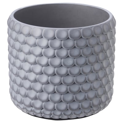 BÄCKDRÅG Plant pot, fish scale patterned/white gray, 6 "