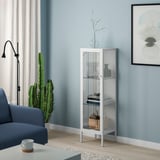 BAGGEBO Glass-door cabinet, metal/white, 13 3/8x11 3/4x45 5/8 "