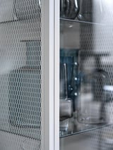 BAGGEBO Glass-door cabinet, metal/white, 13 3/8x11 3/4x45 5/8 "