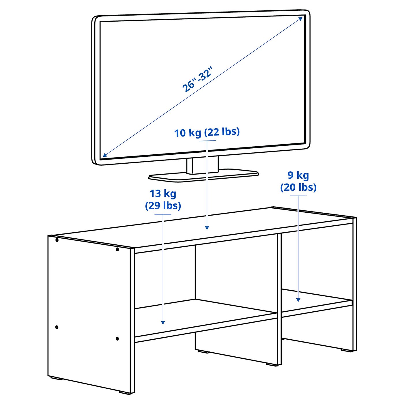 BAGGEBO TV unit, white, 353/8x133/4x153/4
