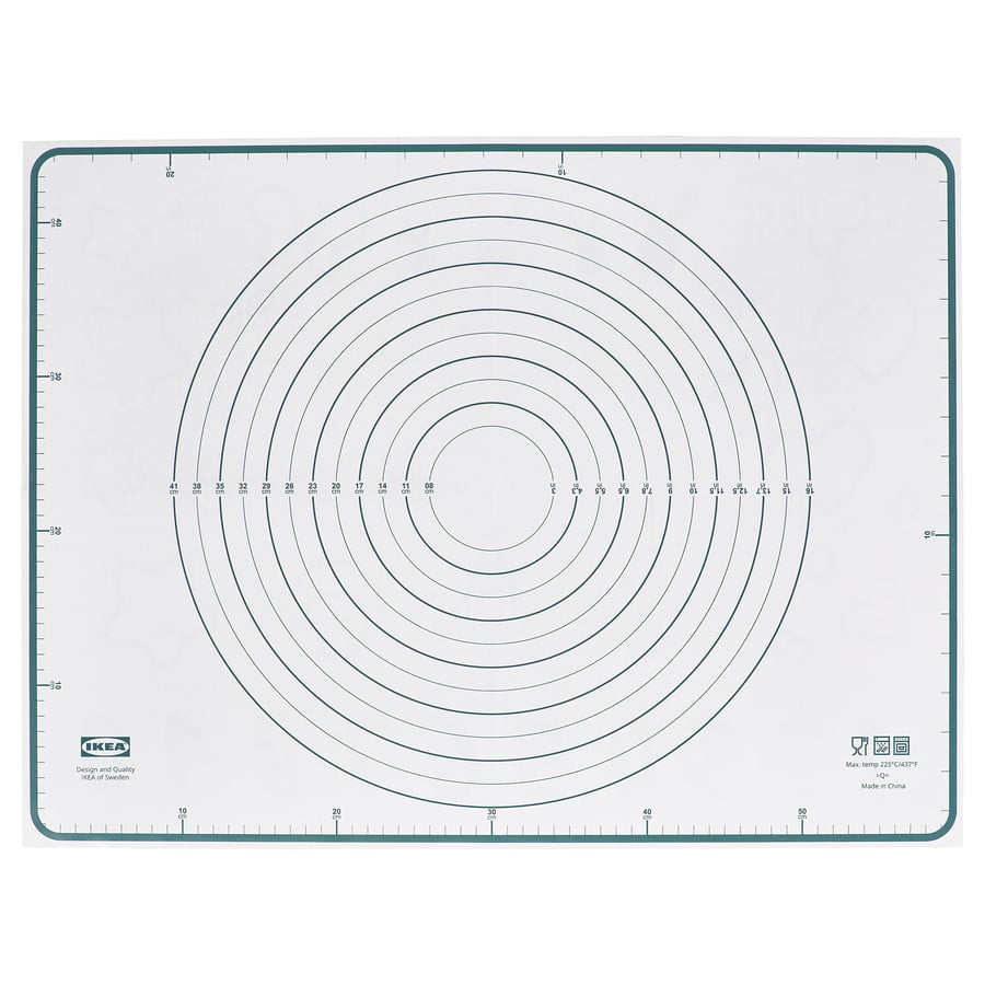 BAKTRADITION baking mat, white/turquoise, 24x18" IKEA