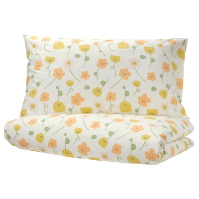 BARNDRÖM Duvet cover and pillowcase(s), multicolor/flower pattern, Twin