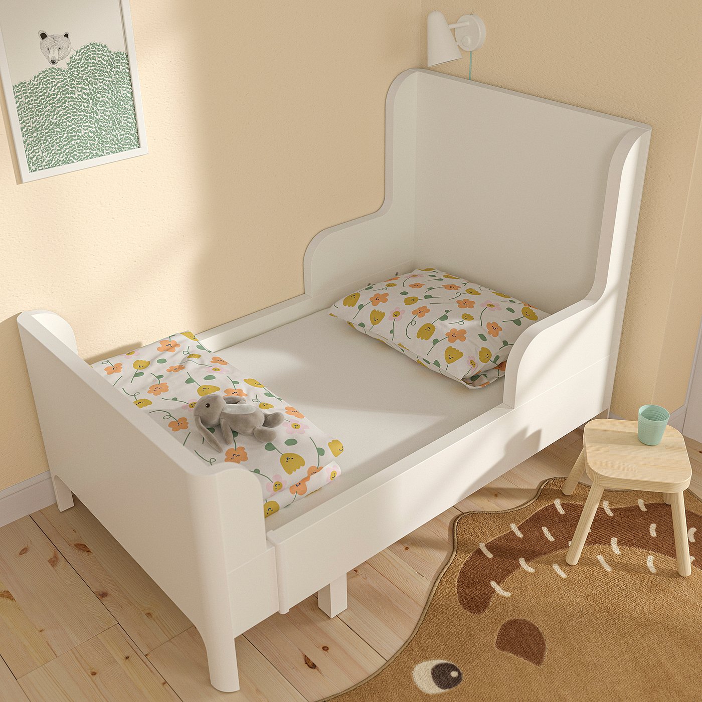 Fitted sheet for extendable bed, white 2