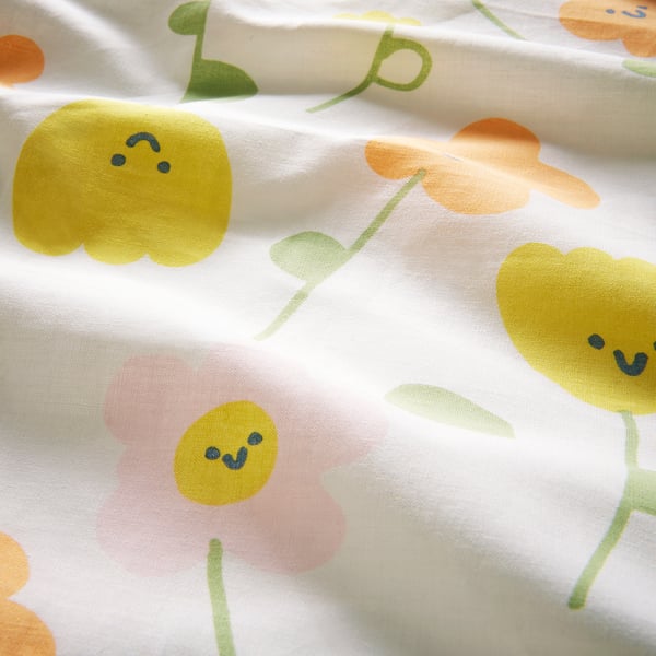 BARNDRÖM Fitted sheet, multicolor/flower pattern, Twin