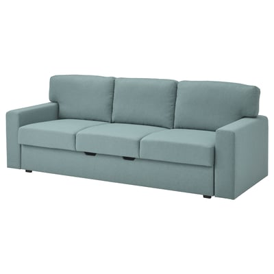 BÅRSLÖV Sleeper sofa, Tibbleby light gray-turquoise