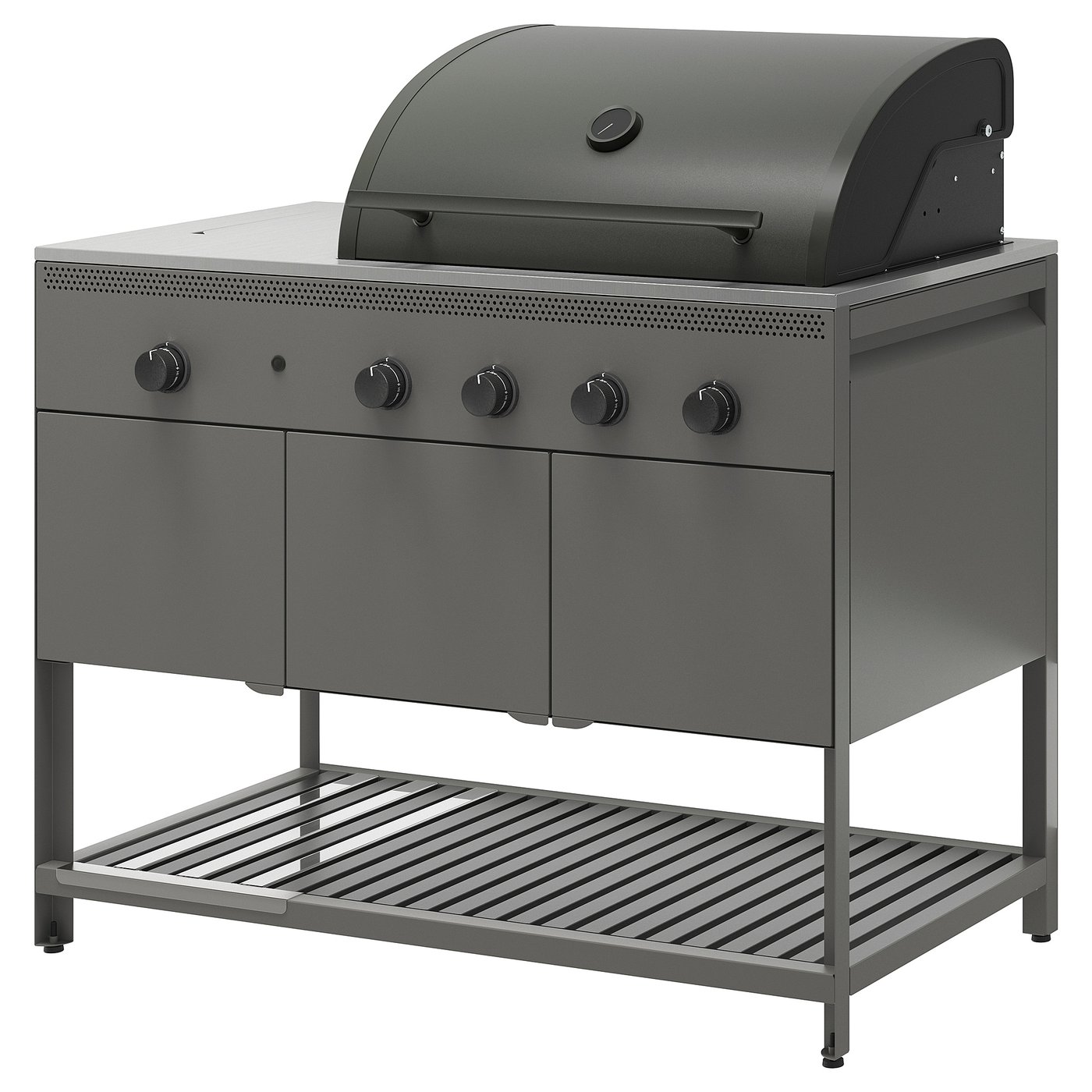 Gas Grill With Side Burner, Outdoor/Dark Gray