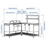 BÅTSKÄR Outdoor kitchen w charcoal grill, dark gray, 70 7/8x70 7/8x59 7/8 "