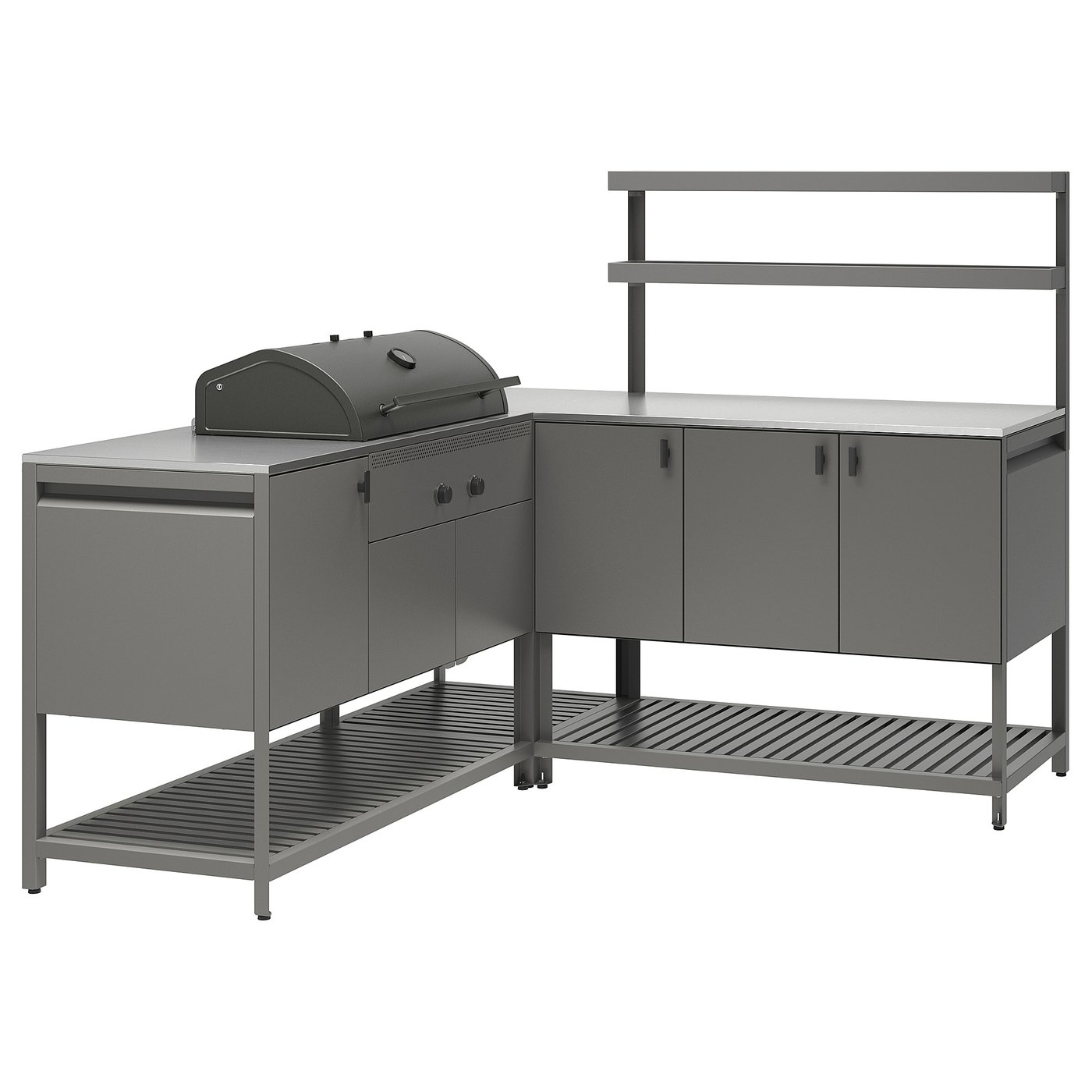 Outdoor Kitchen W Charcoal Grill, Dark Gray