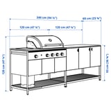 BÅTSKÄR Outdoor kitchen w gas grill, dark gray, 94 1/2x23 5/8 "