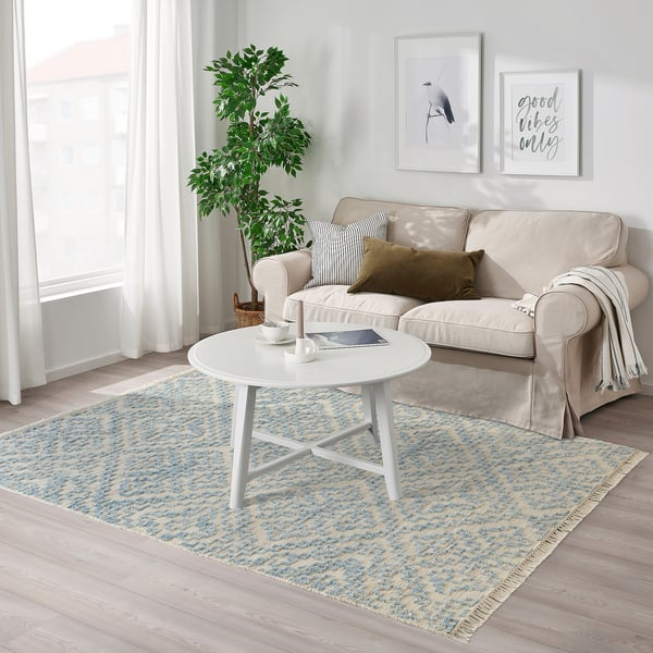 BEFODRAN Rug, high pile, light blue/handmade, 5 ' 3 "x7 ' 7 "