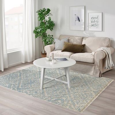 BEFODRAN Rug, high pile, light blue/handmade, 5 ' 3 "x7 ' 7 "
