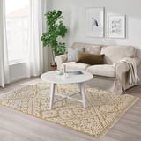 BEFODRAN Rug, high pile, yellow/handmade, 5 ' 3 "x7 ' 7 "