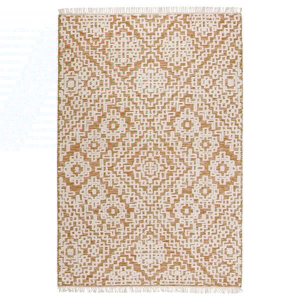 BEFODRAN Rug, high pile, yellow/handmade, 5 ' 3 "x7 ' 7 "