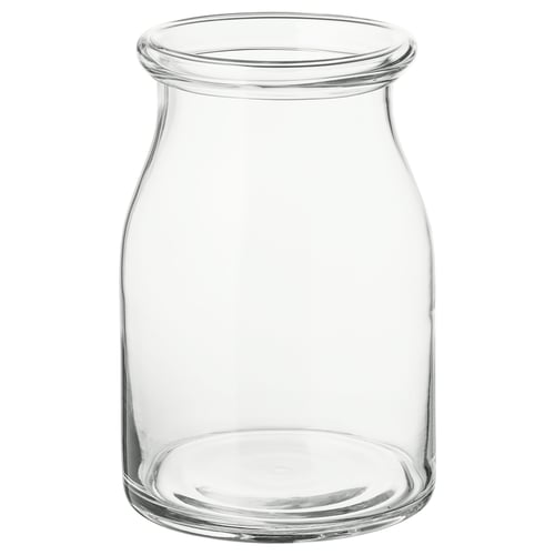 BEGÄRLIG clear glass vase, handcrafted, rounded shape.