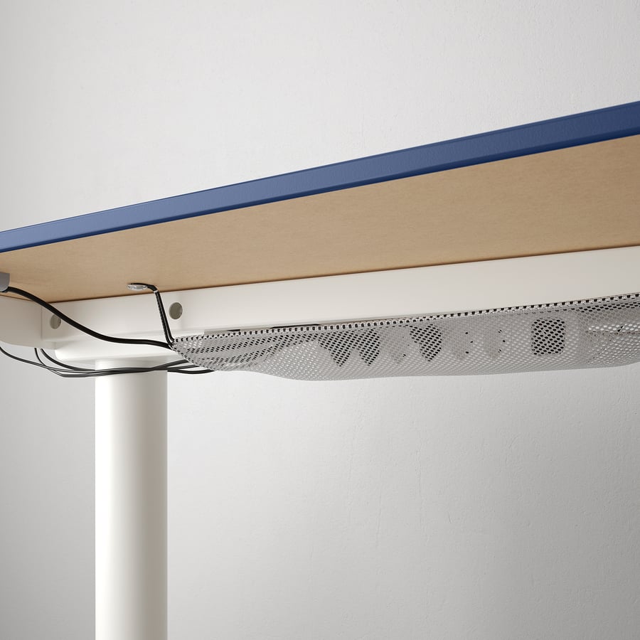 BEKANT corner desk right sit/stand, linoleum blue/white, 63x431/4" IKEA