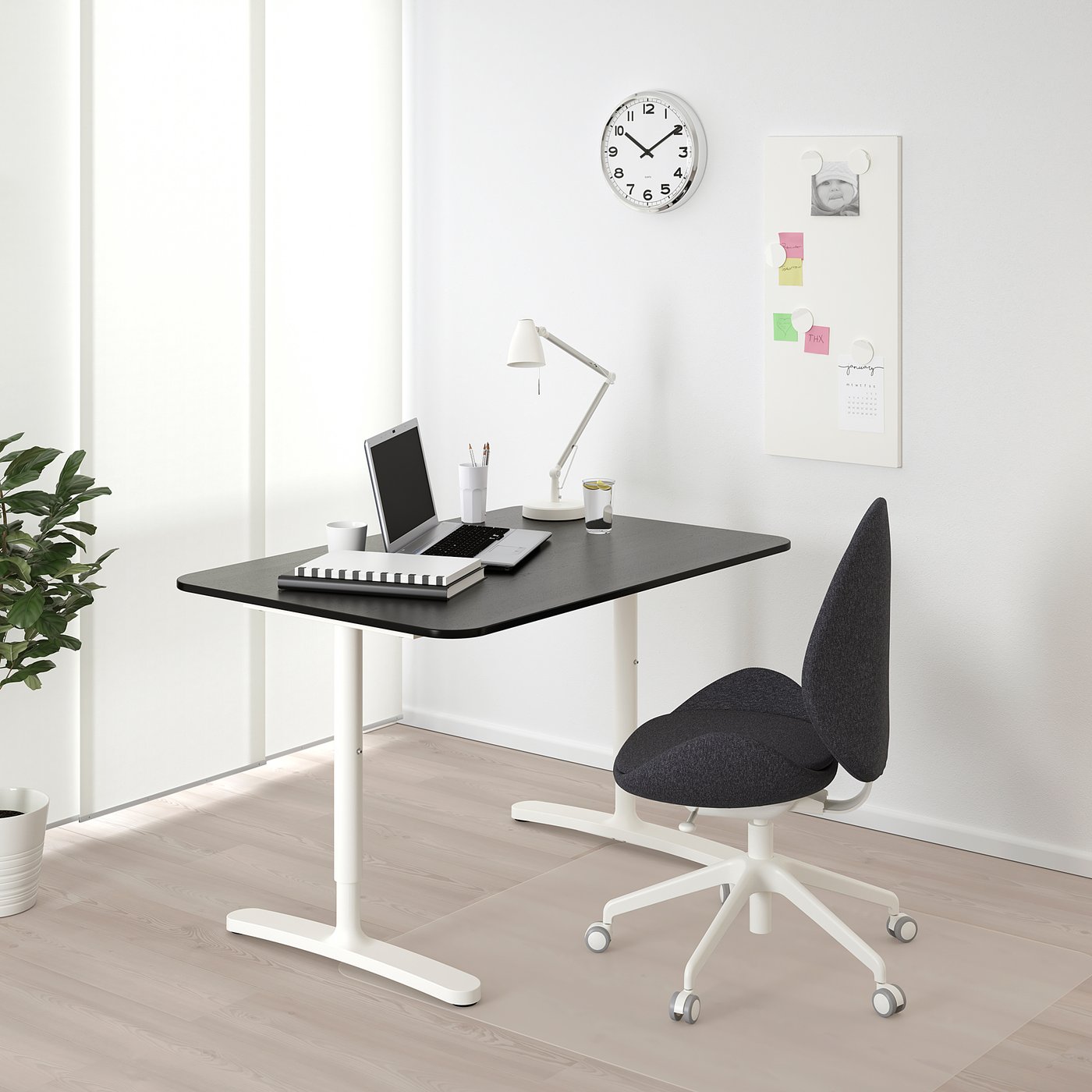 BEKANT desk, black stained ash veneer/white, 471/4x311/2" IKEA