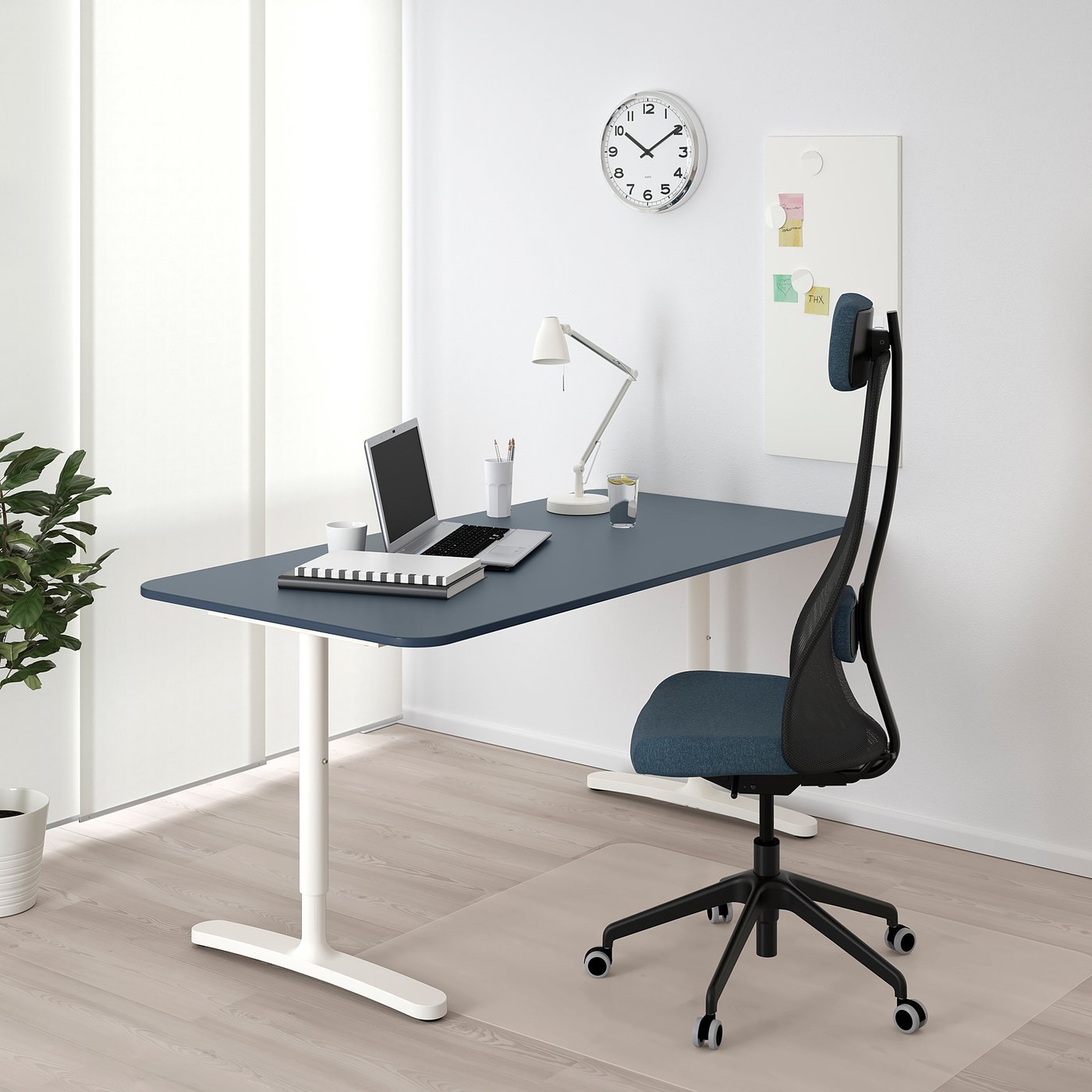 BEKANT Desk, linoleum blue/white, 63x311/2" IKEA