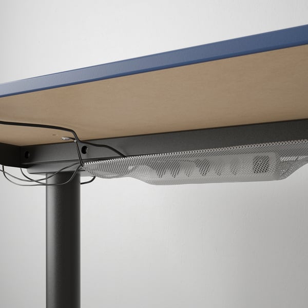 BEKANT Desk sit/stand, linoleum blue/black, 63x31 1/2 "
