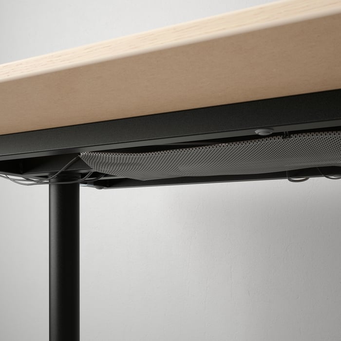 BEKANT desk, white stained oak veneer/black, 63x311/2" IKEA