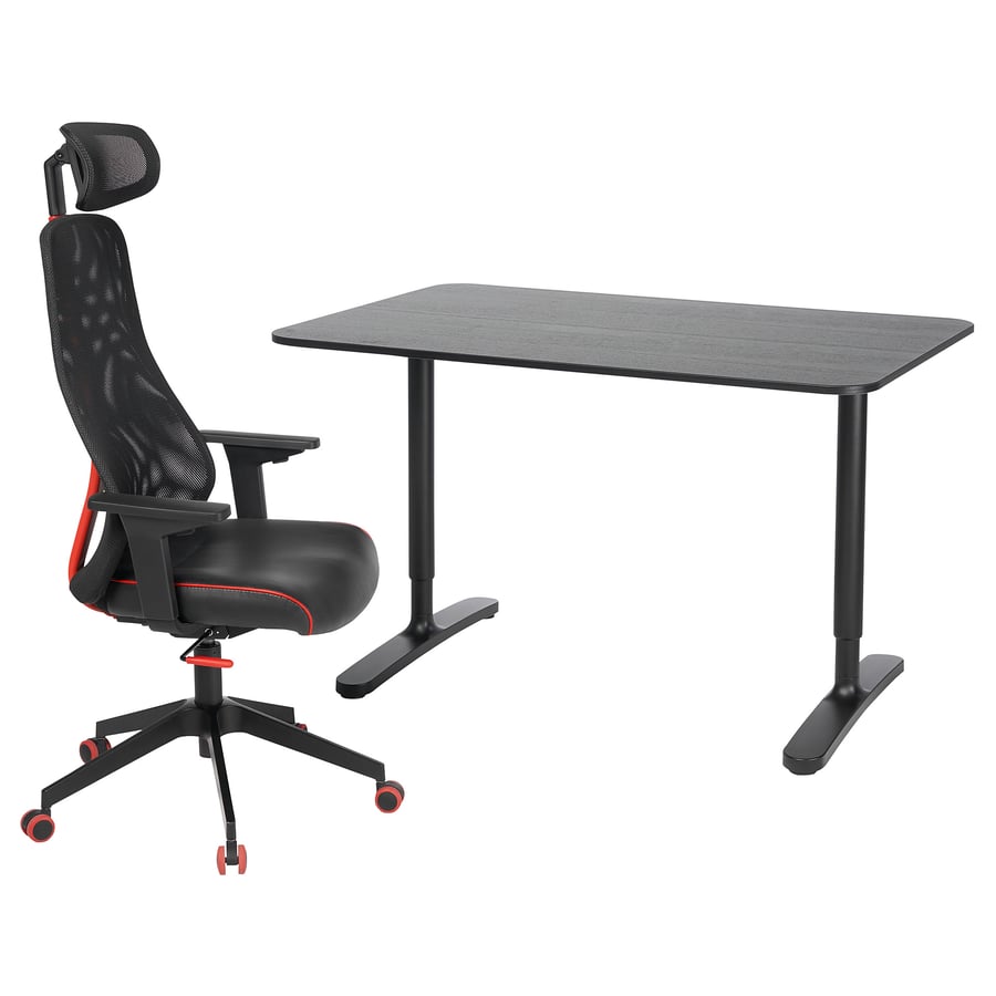 BEKANT / MATCHSPEL desk and chair, black IKEA
