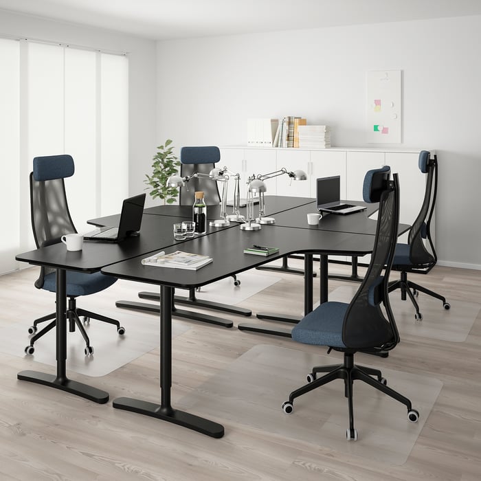 BEKANT workstation, black stained ash veneer/black, 126x865/8" IKEA