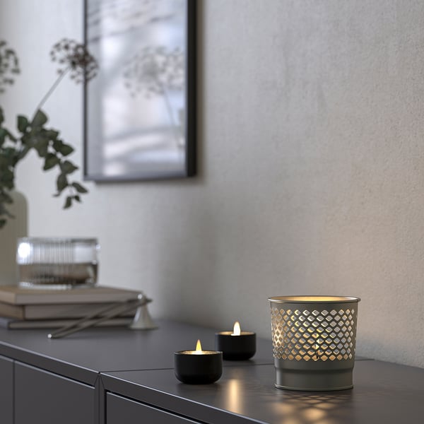 BERGGRAN Candle holder, gray, 3 ½ "