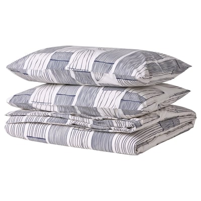 BERGKORSÖRT Duvet cover and pillowcase(s), white/gray, King