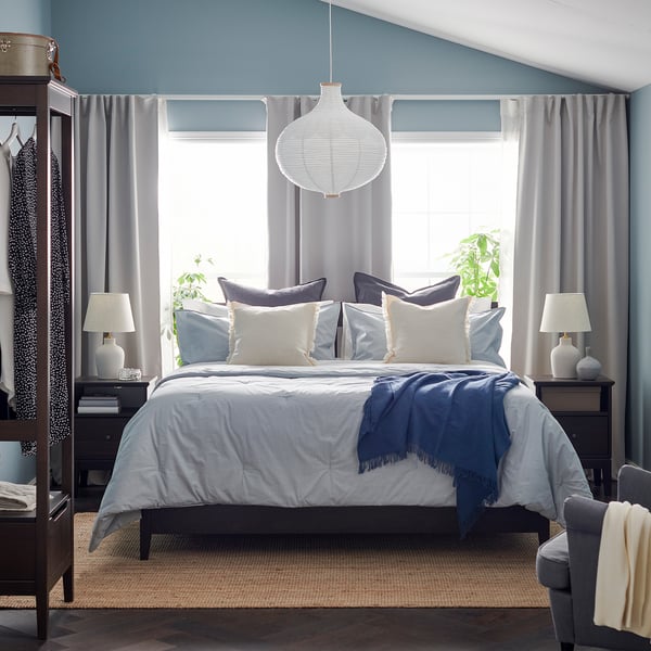 BERGPALM Comforter set, blue/stripe, King