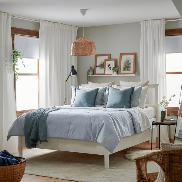 BERGPALM Comforter set, blue/stripe, Full/Queen