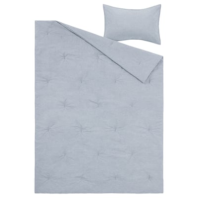 BERGPALM Comforter set, blue/stripe, Twin/Twin X-long