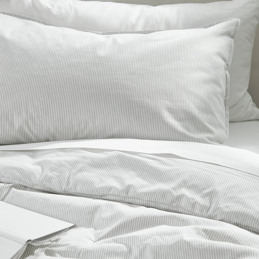 BERGPALM comforter set, gray/stripe, Twin/Twin X-long - IKEA US