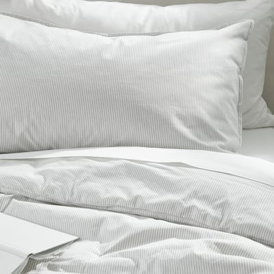 BERGPALM Comforter set, gray/stripe, Full/Queen
