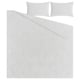 The BERGPALM bedding set includes a white, striped comforter and two matching pillow shams, made from soft 100% cotton with a vintage stripe design.