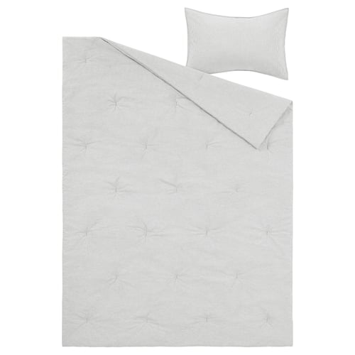 The BERGPALM grey cotton comforter set with vintage stripes.