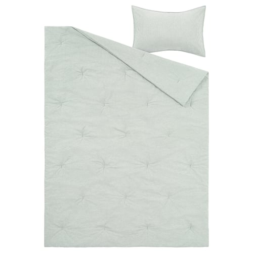 BERGPALM bedding set in light grey with white stripes, made of soft 100% cotton.