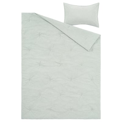 BERGPALM Comforter set, green/stripe, Twin/Twin X-long